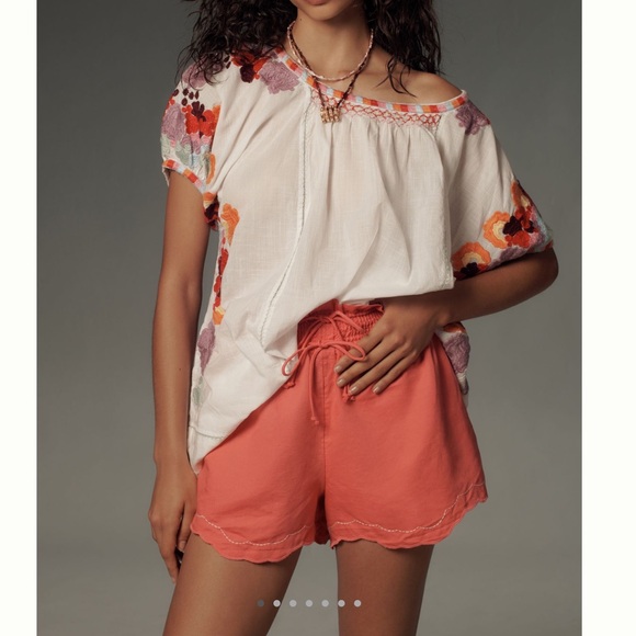 Anthropologie Linen Double Waistband Shorts - Picture 2 of 13